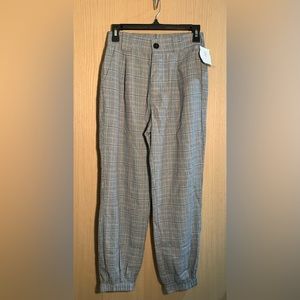 Coffee Bean Plaid Pants Scrunched Botton Size Small